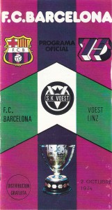 Cover des Match-Programms vom Rückspiel am 2. Oktober 1974 in Barcelona. 