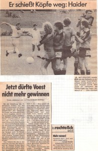 Faksimile OÖ-Nachrichten vom Juni 1983 aus VÖEST gg. Admira/Wacker, 3 : 2. Foto: Sammlung oepb