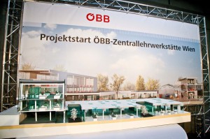 Blick auf die neue ÖBB-Zentralwerkstätte Wien (Modell). Foto: ÖBB/Krischanz
