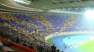 Es war einmal, und es war einmal schön! Eindruckvolles choreografisches Oeuvre der FAK-Fans in der UEFA-Champions-League 2013/14. Dort möchte man naturgemäß wieder hin. Foto: oepb