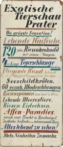 Werbeschild für eine "Exotische Tierschau" im Prater des Jahres 1931. Foto: WIENMUSEUM