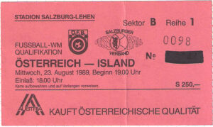 Matchkarte vom 23. August 1989. Sammlung: oepb 