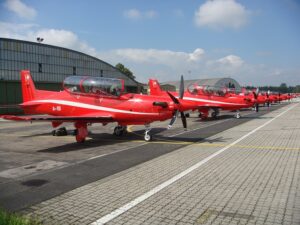 Blick auf die Pilatus PC21 Staffel am Fliegerhorst Vogler direkt am Hörschinger Flughafen Blue Danube Airport gelegen. Foto: BMLVS/Oberreiter