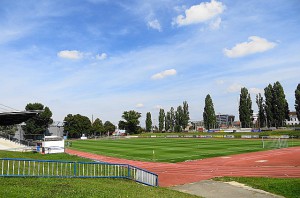 Das, was früher zahlreiche Sportplätze in Wien hatten, gibt es heute noch in Stadlau - eine abschüssige Wiese, die als Stehplatzrampe dient. Herrlich, frohlocken dazu die Nostalgiker. Foto: oepb 