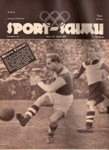 Faksimile SPORT SCHAU vom 10. April 1951: "Ernstl Stojaspal kann auch mit dem rechten Fuß schießen!" wusste man auf der Titelseite zu berichten. Sammlung: oepb