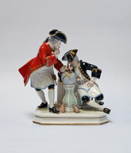 Zwei Freimaurer, Porzellangruppe nach einem Entwurf von Johann Joachim Kaendler, Großloge von Österreich, um 1740. Foto: Österreichische Nationalbibliothek