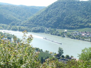 Blick von der Ruine Dürnstein in der Wachau auf den alten Donau-Strom der Nibelungen. Foto: oepb