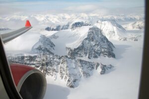 aiberlin-Überflug über das höchste Gebirgsmassiv Spitzbergens. Foto: airberlin