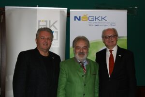 Von links: Gerhard Hutter / Obmann der NÖGKK, MR Dr. Dietmar Baumgartner / Vizepräsident und Kurienobmann der NÖ Ärztekammer, sowie Mag. Jan Pazourek / Generaldirektor der NÖGKK. Foto: NÖ Ärztekammer