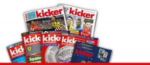 Blick auf die Produkt-Palette des kicker-sportmagazins. Foto: kicker.de 