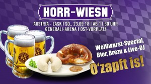 Die Wiener Austria lädt erstmals zur "Horr-Wiesn". Die Feierlichkeiten steigen am Sonntag, 23. September 2018 ab 11:30 Uhr. Foto: FAK