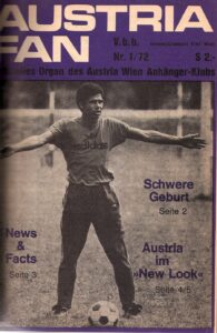 Helmut Köglberger mit 26 Jahren auf dem Titelblatt des AUSTRIA FAN, der damaligen Stadion-Zeitschrift des FK Austria Wien. Köglberger wohnte übrigens in Simmering in der Grillgasse 16. Foto: © oepb