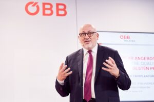 Andreas Matthä, Vorstandsvorsitzender ÖBB-Holding AG, im Rahmen der Pressekonferenz betreffend Fahrplanwechsel 2019. Foto: ÖBB / Marek Knopp 