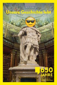 Jubiläumsdesign 650 Jahre Österreichische Nationalbibliothek. Foto: Österreichische Nationalbibliothek/Hloch, Jubiläumsdesign: KTHE