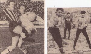 Beide – Vater und Sohn – waren erfolgreiche Fußballer, wenngleich Hermann (ganz links im Bild) beim LASK reüssierte und Harry (rechtes Bild im LASK-Dress beim Schuss neben Wolfgang Nagl https://www.oepb.at/allerlei/kurt-wolfgang-nagl-admiraner-im-lask-dress.html ) bei der Wiener Austria. Foto: Archiv des oepb
