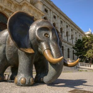 Babyelefant vor dem Naturhistorischen Museum Wien. Foto © NHM Wien, C. Rittmannsperger 