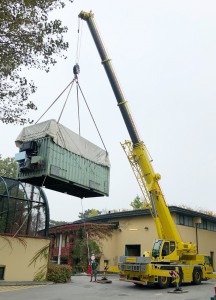 Drumbo beim Verladen für die große Reise. Foto: © Tiergarten Schönbrunn